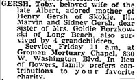 Toby Gersh's Obituary